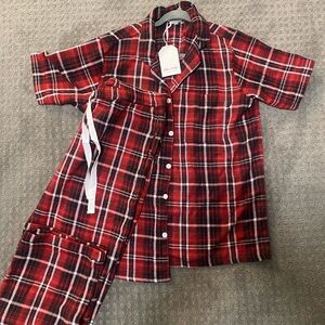 Classic Red Plaid Short Sleeve Pajama Set | Size M